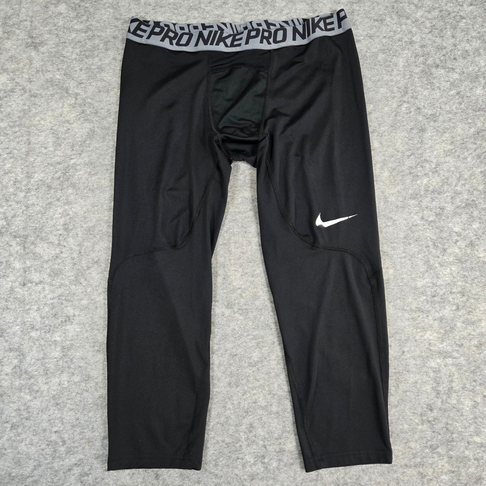 Nike Mens Black Pro Dri-FIT Compression 3/4 Training Leggings XXL